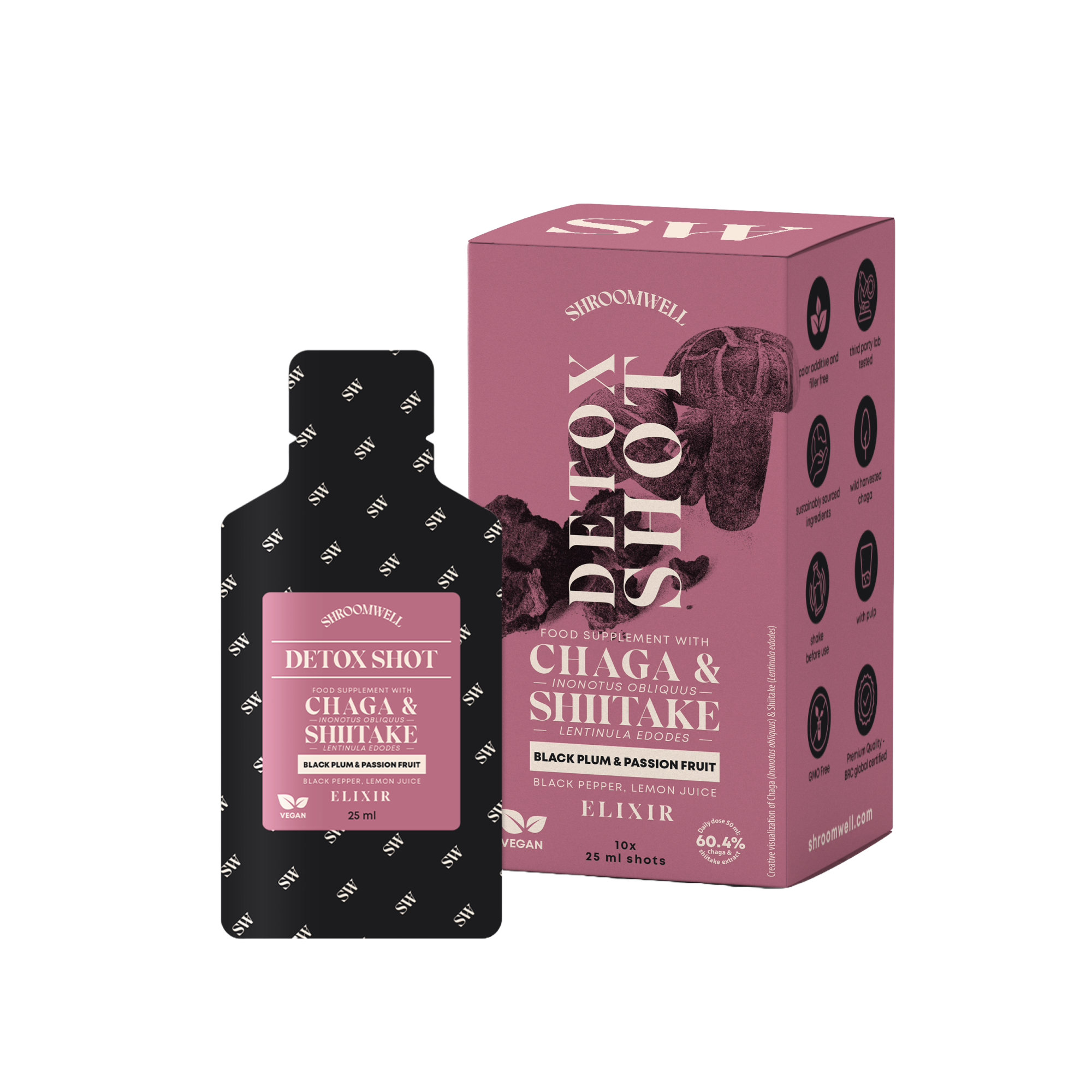 Chaga Elixir Black Plum & Passion Fruit Shots 10x25ml